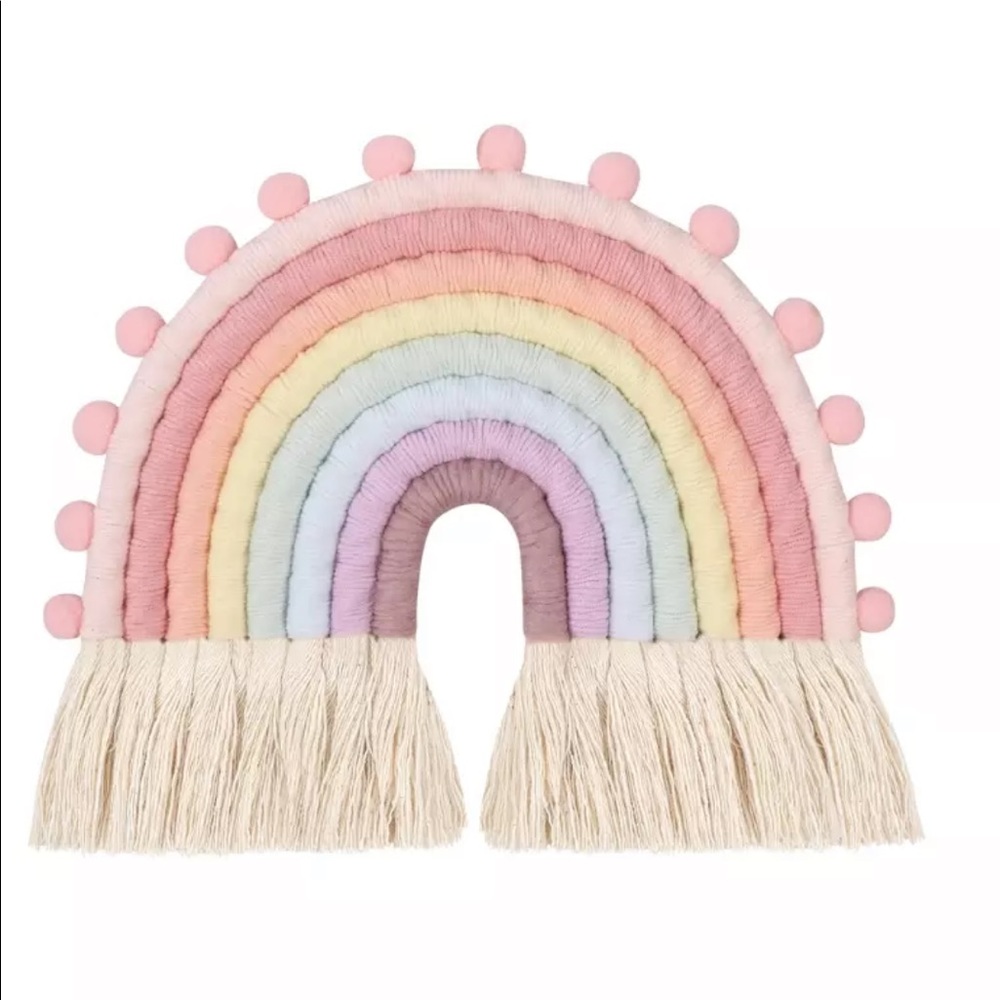 Rainbow woven macrame wall decor tapestry bedroom living room hanging Large - Picture 6 of 8